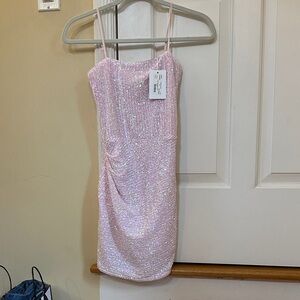 Katie J NYC Pink Sequin Kids Formal Dress